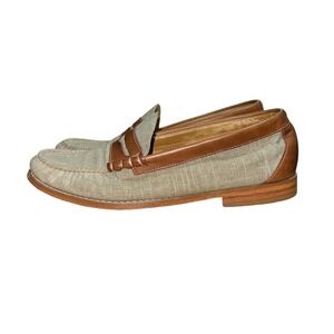 GH Bass Weejuns Mens 10.5 Penny Loafers Vachetta British Tan Canvas Leather